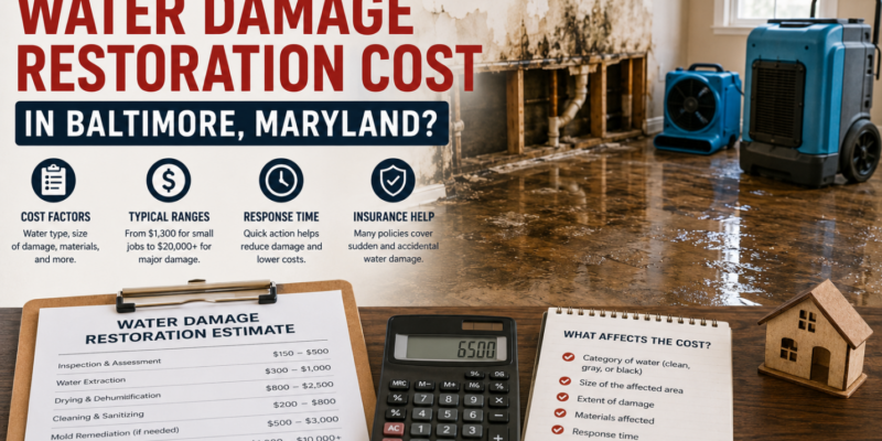 Water damage restoration cost in Baltimore Maryland